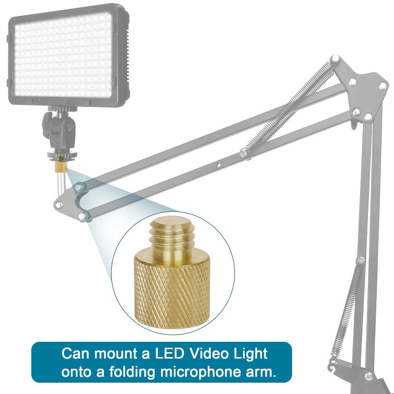 Anwenk Standard 1/4"-20 Female to 3/8"-16 Male Threaded Reducer Screw Adapter (Brass) Precision Made (2 Pack) - Image 4